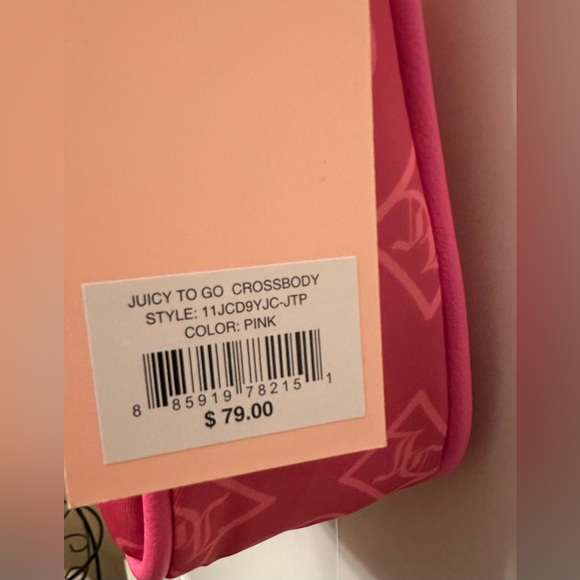 Juicy Couture Bright Pink Monogram Crossbody Bag NWT Y2K Style w/ Coin Pouch - Picture 5 of 14